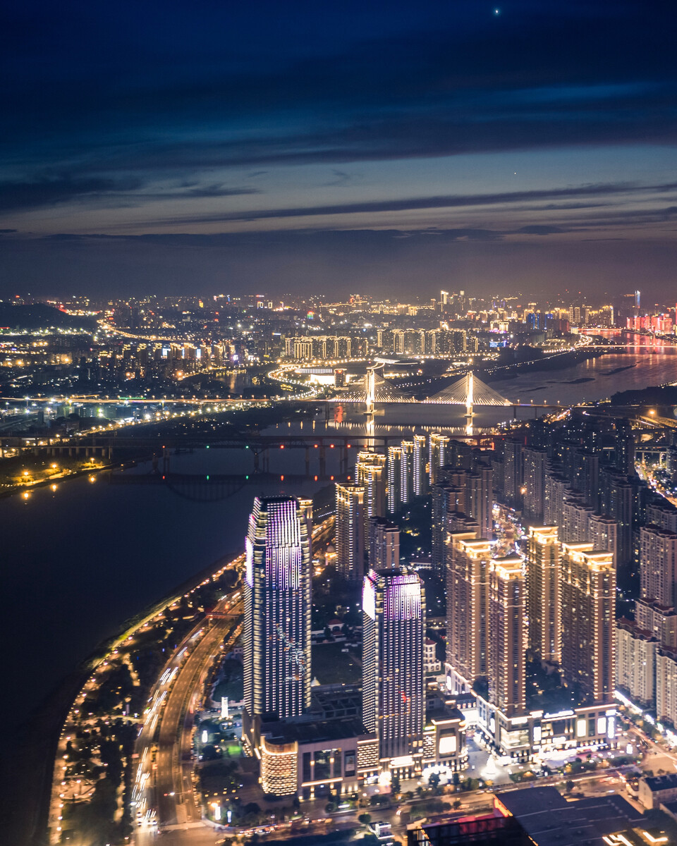 福州城市建筑马尾区夜景